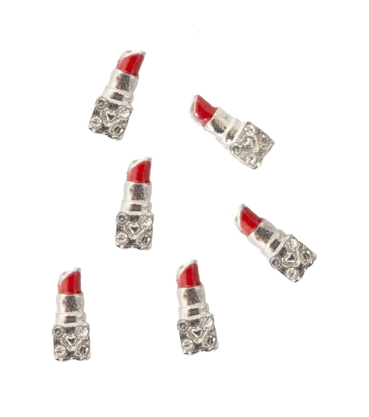 ONE SHOT Rhinestone Charms 'Lipstick Silver' x6 ref 148103
