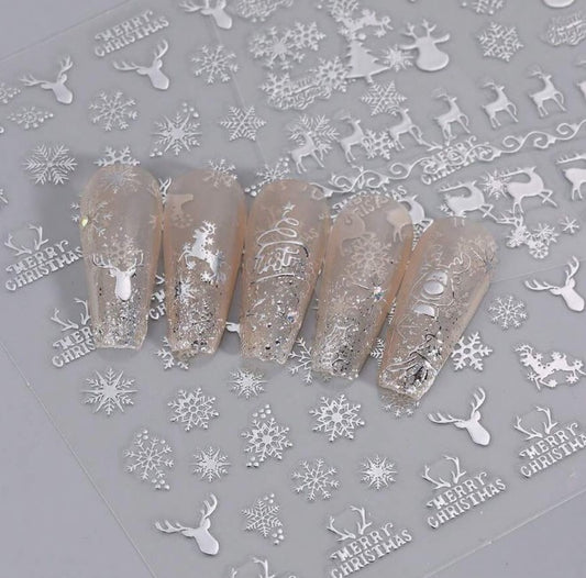 Stickers Snow Zilver x2