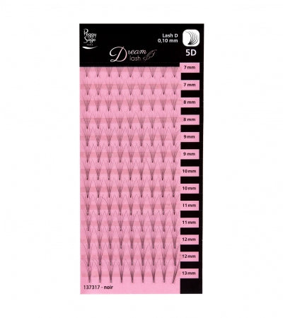 Extensions de cils - Eventails 5D - Courbure D - 0,10 mm Ref 137317