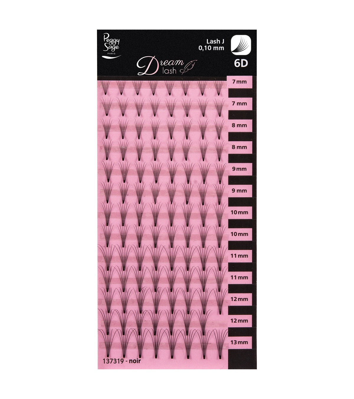 Extensions de cils - Eventails 6D - Curl J - 0,10 mm Ref 137319