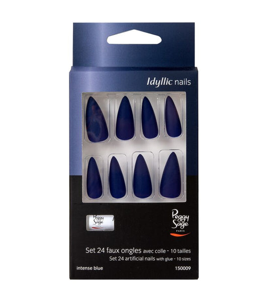 Set van 24 plaknagels Intense Blue Ref 150009
