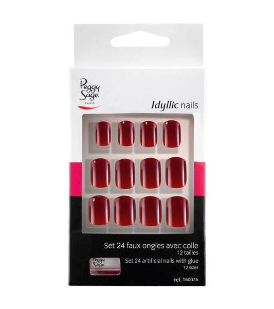 Set van 24 plaknagels Red Ref 150075