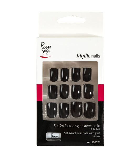 Set van 24 plaknagels Black Ref 150076