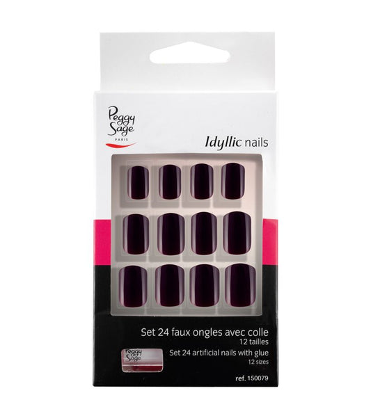 Set van 24 plaknagels Plum Ref 150079