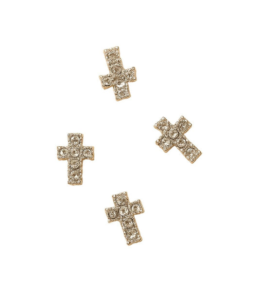 ONE SHOT Rhinestone Charms 'Croix Argent'x6 ref 148105