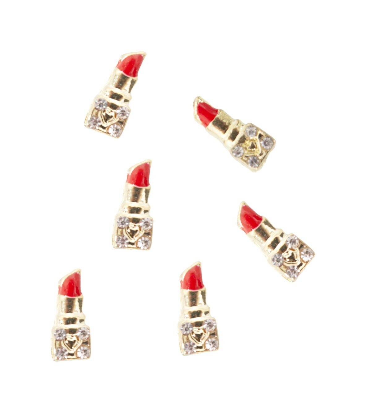 ONE SHOT  Rhinestone Charms 'Lipstick Gold' x6  ref 148104
