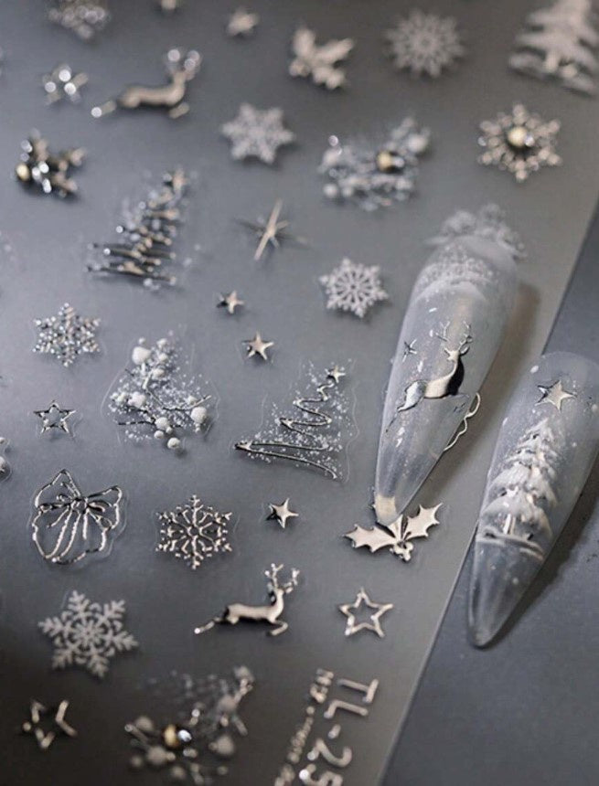 Sticker Luxe Kerst Zilver