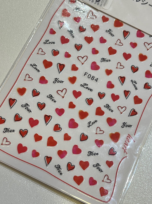 Valentijn nagel stickers met hartjes